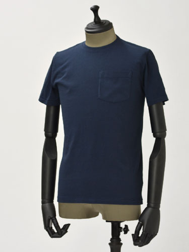 Vintage55【ヴィンテージ55】クルーネックポケットTシャツ VM1019TE395LB 605 cotton NAVY BLUE(コットン ネイビーブルー)
