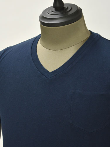 ORIGINAL VINTAGE STYLE【オリジナルヴィンテージスタイル】VネックTシャツ SMITH cotton BLU TINTO CAPO(コットン ネイビー)