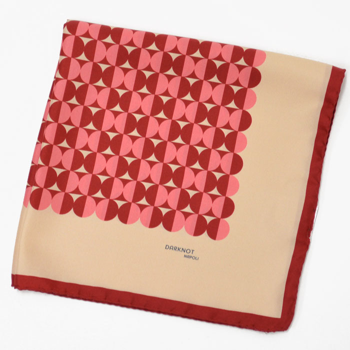 DARKNOT【ダークノット】 ポケットチーフ FAZZOLETTI B 10 4 silk geometric print RED（シルク ジオメトリック レッド）