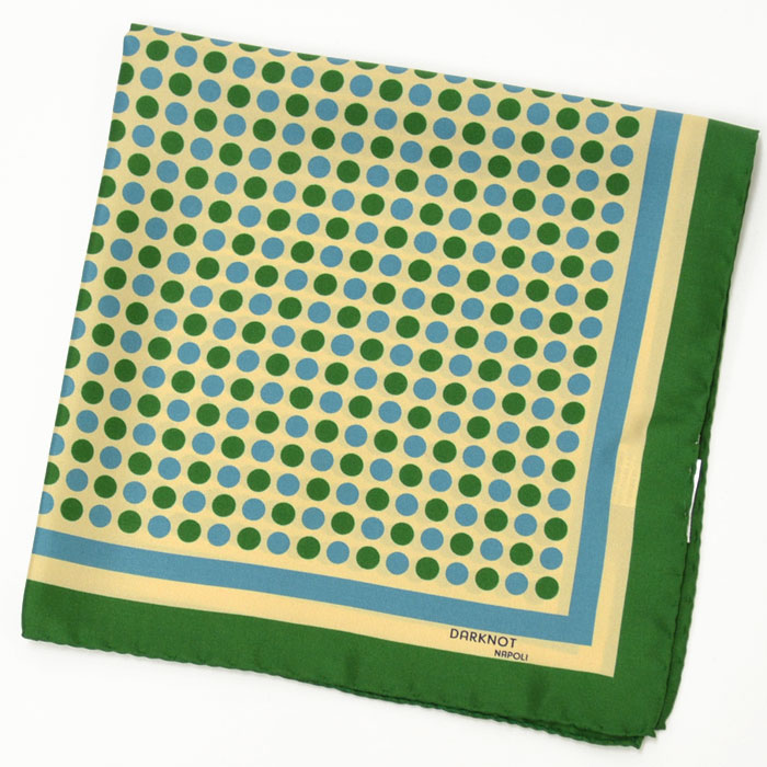 DARKNOT【ダークノット】 ポケットチーフ FAZZOLETTI B 11 4 silk geometric print GREEN（シルク ジオメトリック グリーン）
