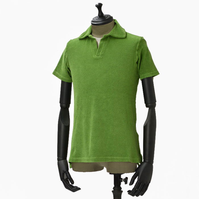 THE GIGI【ザ ジジ】 パイル地スキッパーポロシャツ THAITI B800 cotton nylon GREEN(コットン ナイロン グリーン)