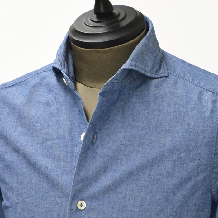 Giannetto【ジャンネット】カジュアルシャツ SLIM FIT 3G35430L84 E01 501 cotton Shanbure WASHED BLUE(スリムフィット コットン シャンブレー ウォッシュド ブルー)