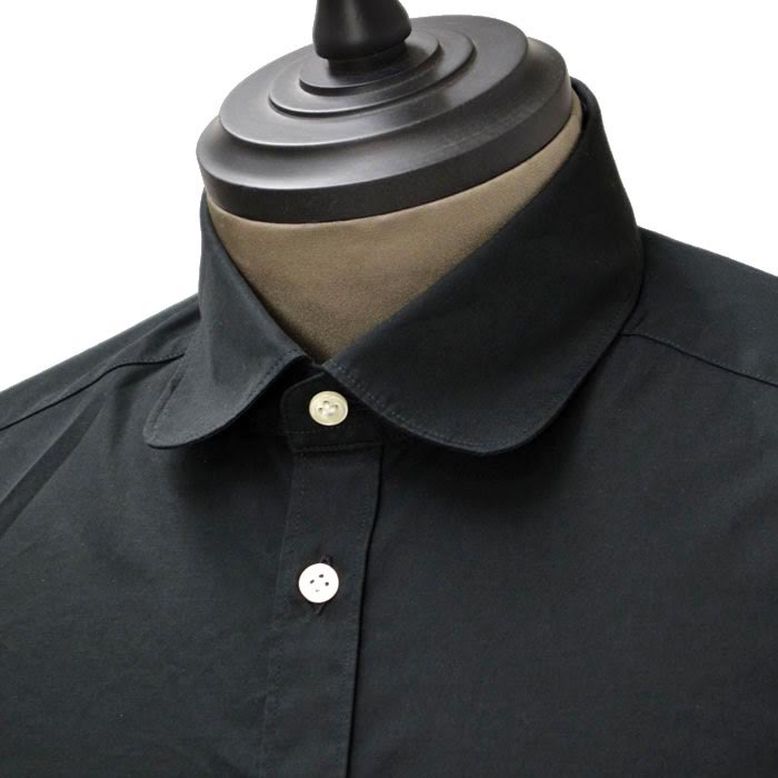 DARKNOT【ダークノット】 ラウンドカラーシャツ SHIRT LDK ROUND M242 cotton poplin BLACK （コットン　ポプリン　ブラック）