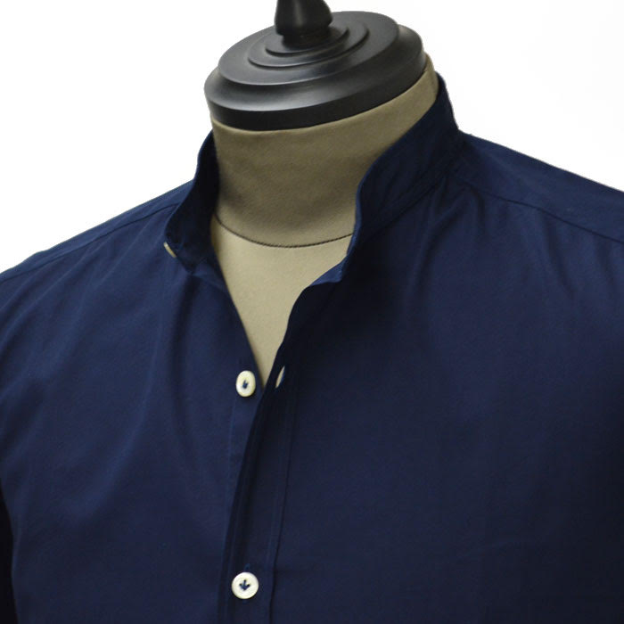 Giannetto【ジャンネット】バンドカラーシャツ SLIM FIT 4G10337LCO 008 cotton poplin NAVY(スリムフィット コットン ポプリン ネイビー)