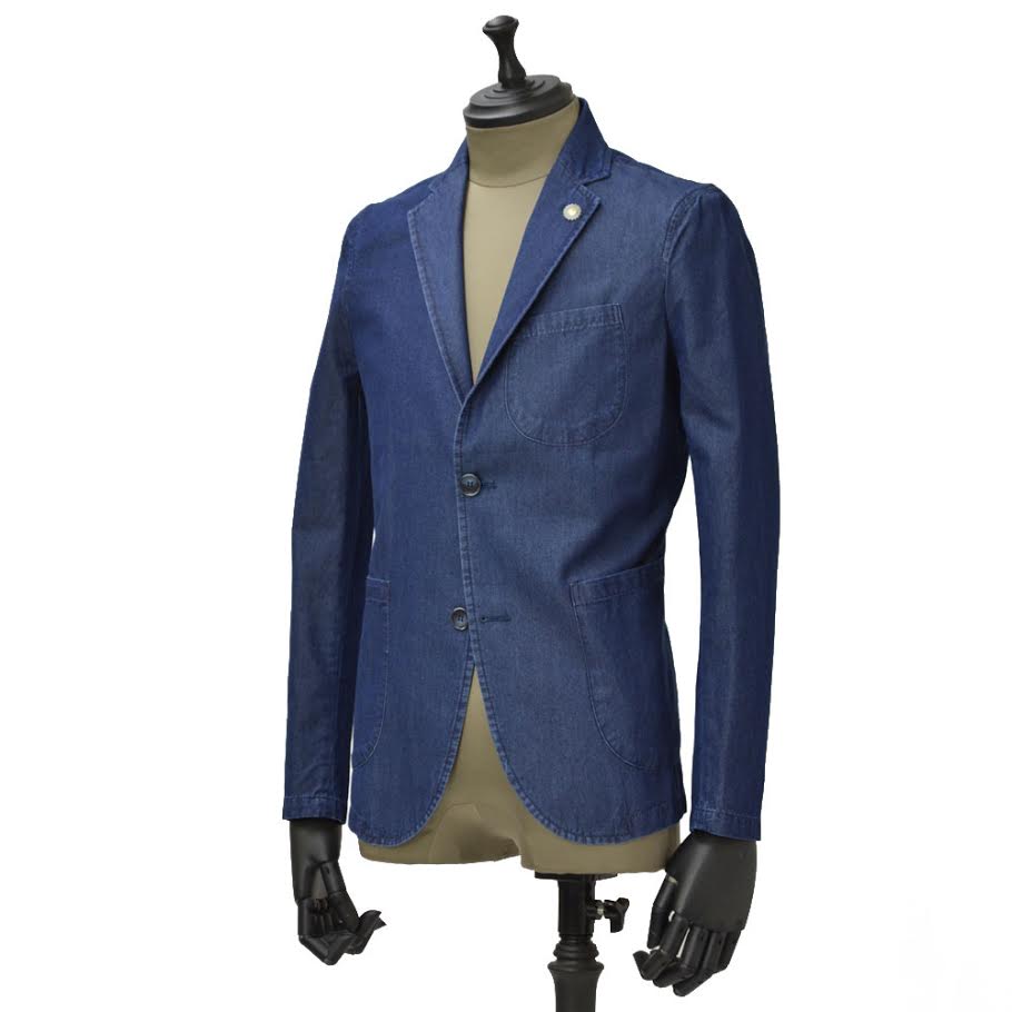 【送料無料】Giannetto【ジャンネット】シャツジャケット 4G350JK 001 cotton denim INDIGO BLUE(コットン デニム インディゴ)