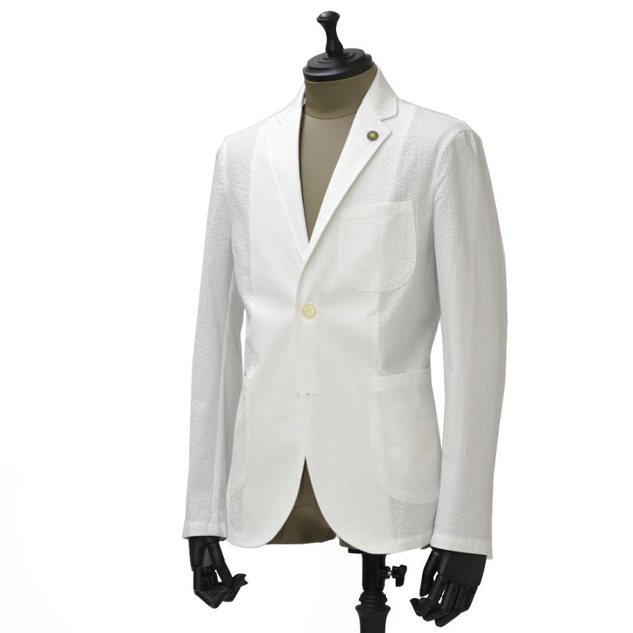 【送料無料】Giannetto【ジャンネット】シャツジャケット 4G454JK 001 cotton seersucker WHITE(コットン シアサッカー ホワイト)