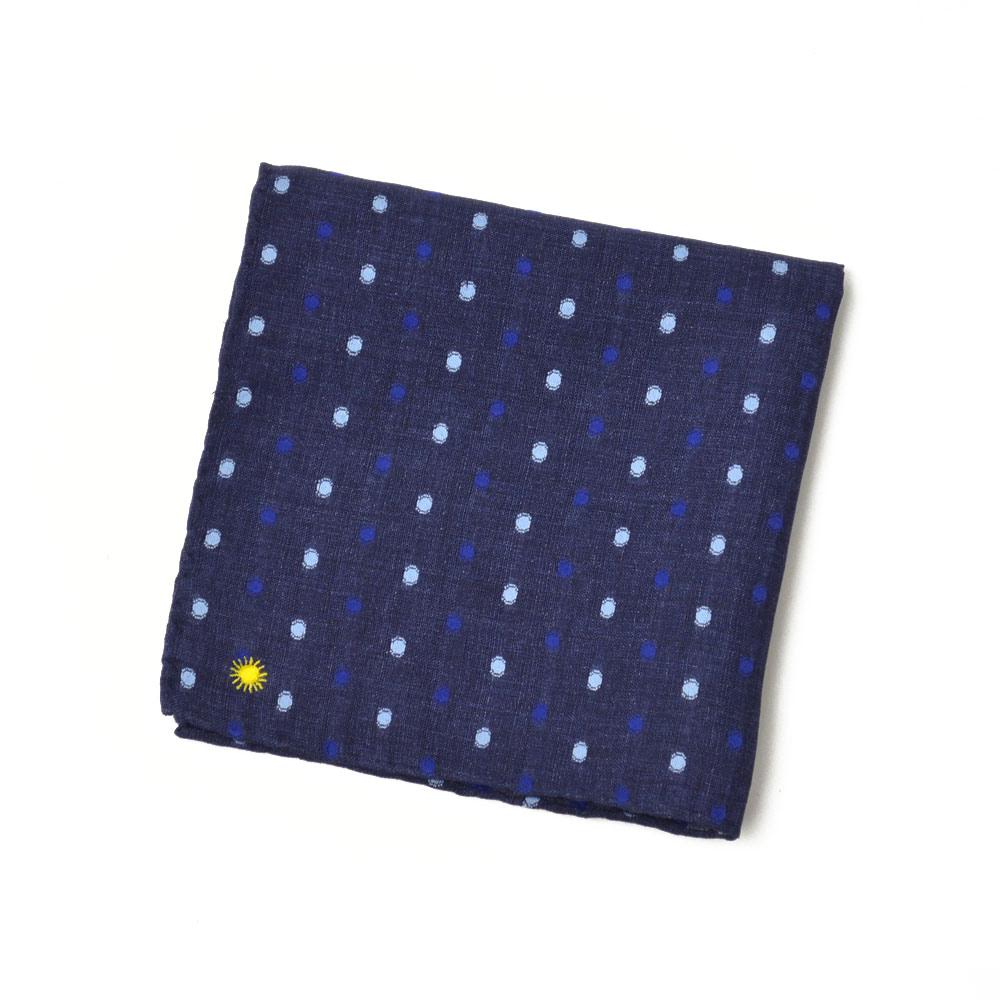 Giannetto【ジャンネット】ポケットチーフ 4G977PC 004 linen cotton dot NAVY BLUE (リネン コットン ドット ネイビー ブルー )
