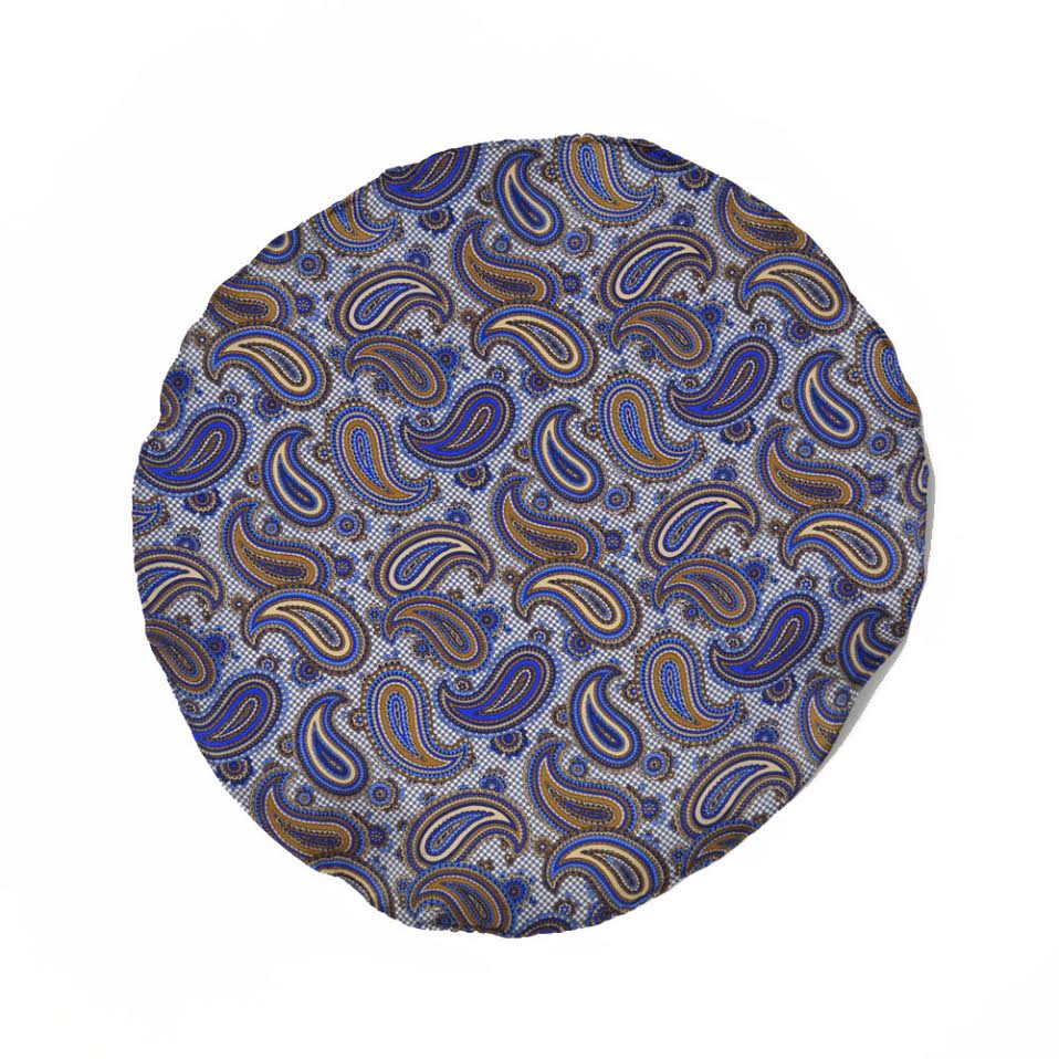 DOLCEPUNTA【ドルチェプンタ】 ポケットチーフ ROUND A1619 3 silk paisley BLUE (シルク ペイズリー ブルー）