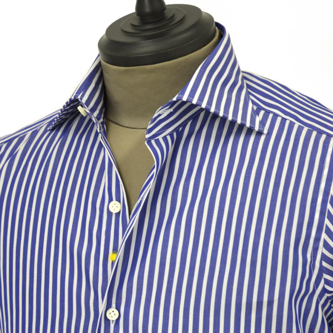 Giannetto【ジャンネット】ドレスシャツ SLIM FIT 8B28030L66 004 blue label コットン ロンドンストライプ ブルー ホワイト