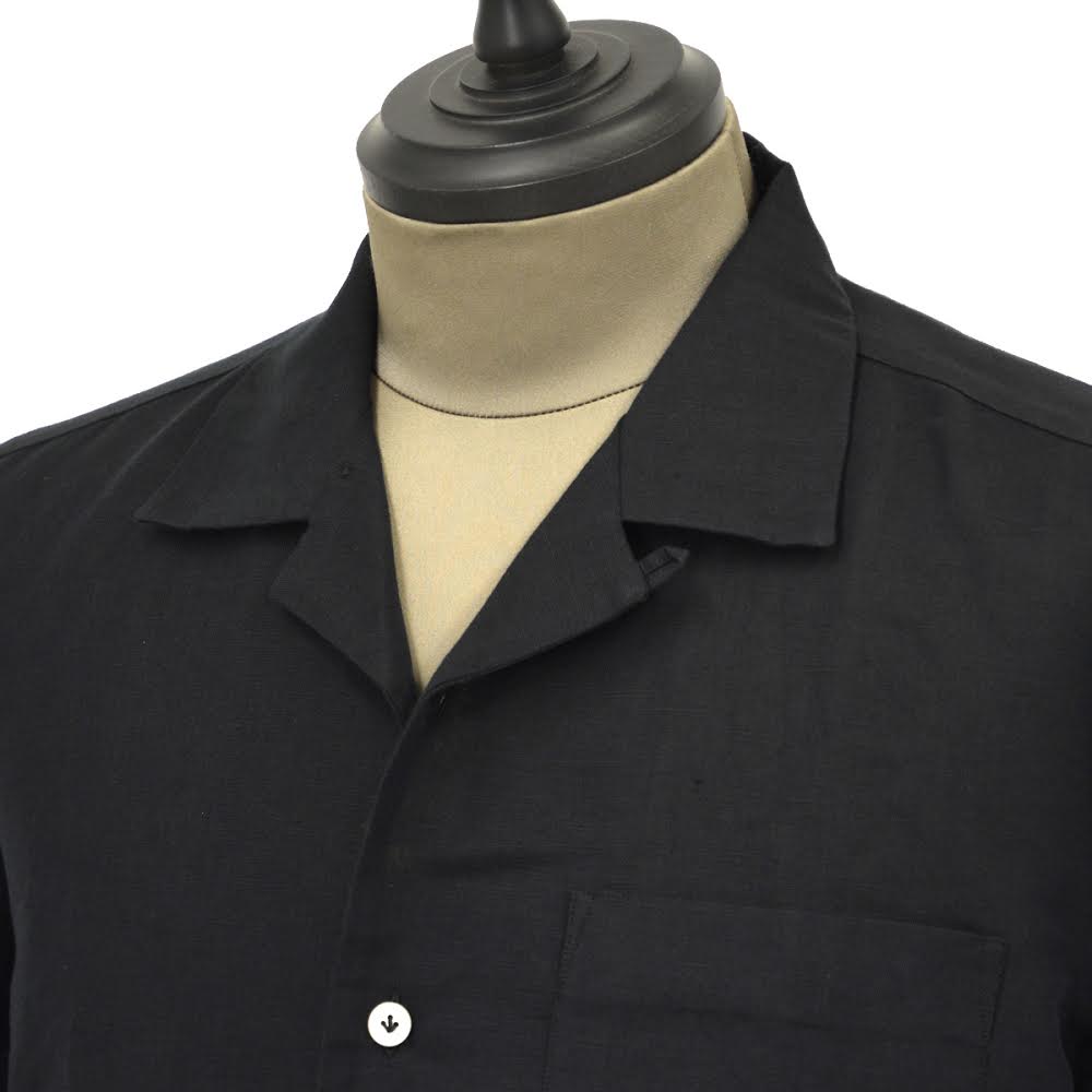Giannetto【ジャンネット】オープンカラーシャツ 8G831BOWML 012 リネン コットン ブラック