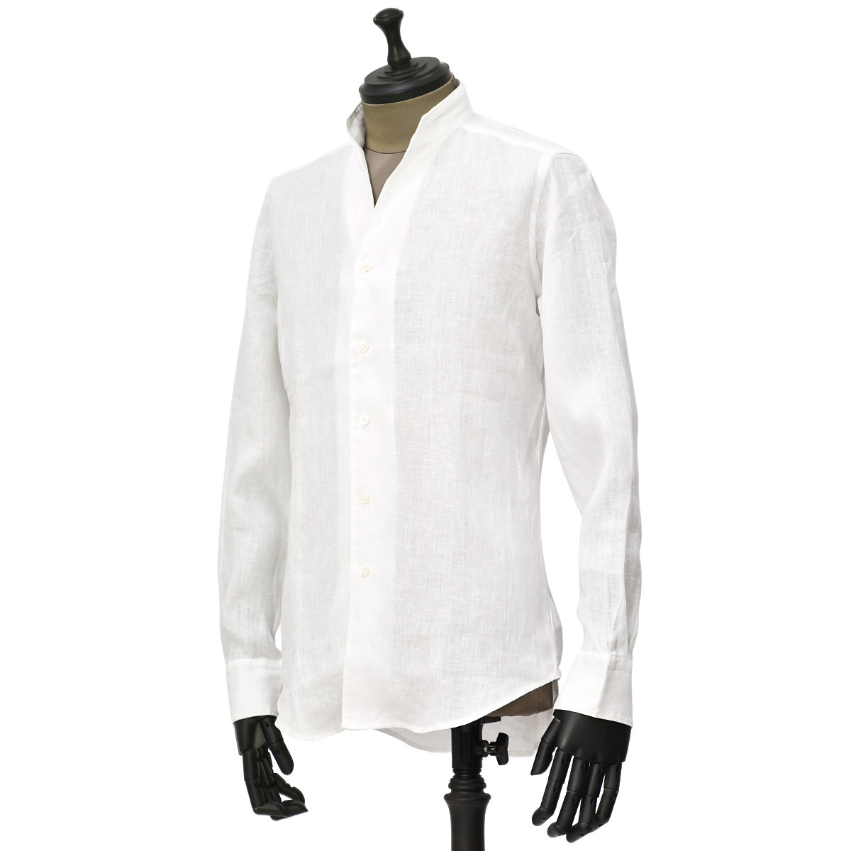 Bagutta【バグッタ】スタンドカラーシャツ BRUXELLES GBLWZ 00045 001 リネン ホワイト
