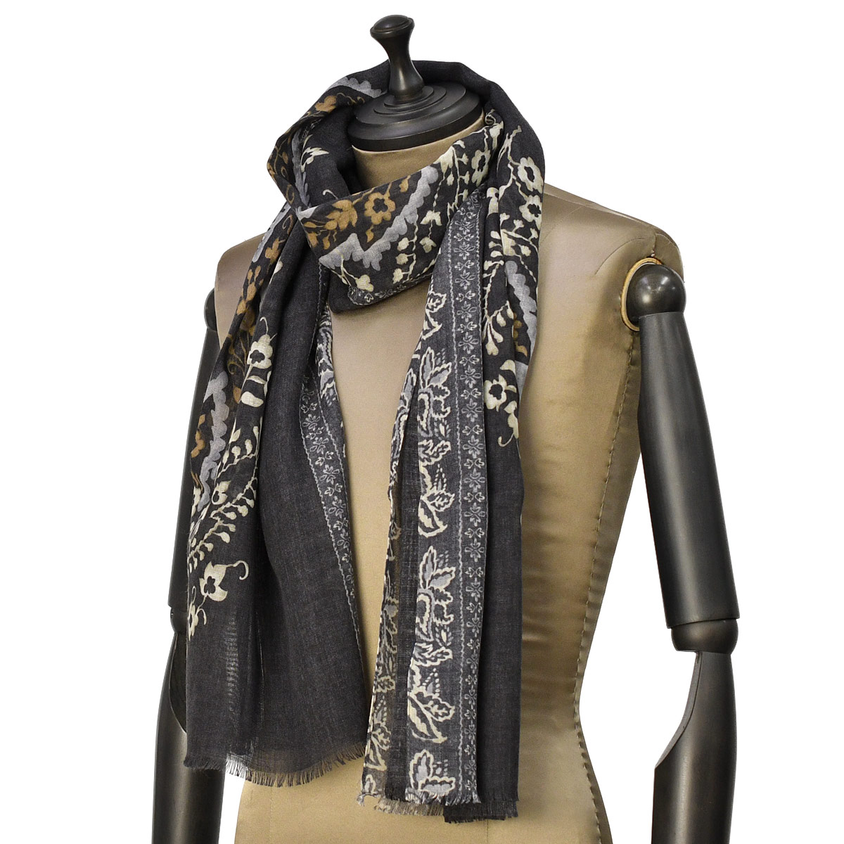 GIERRE【ジエレ】ストール 252210 5 ウール ペイズリー ブラック