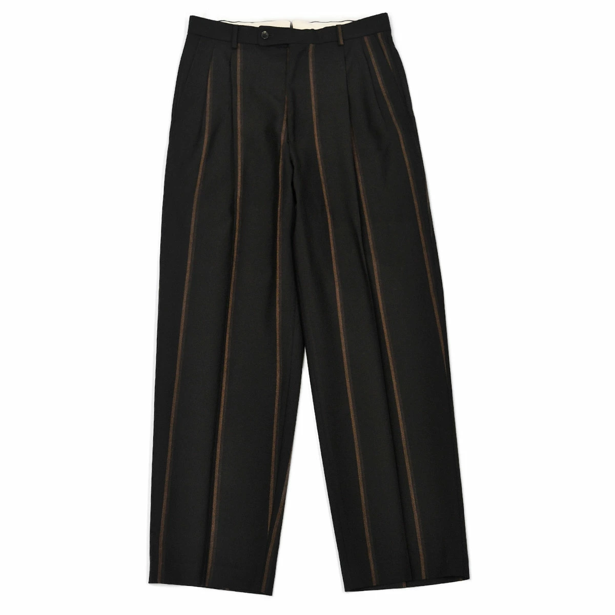 Gabriele Pasini【ガブリエレ パジーニ】ツープリーツワイドパンツ 8008 53523 1 ウール ストライプ ブラック